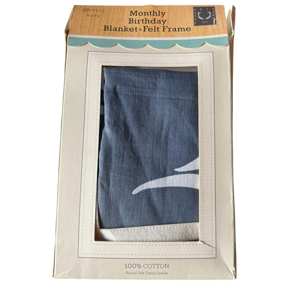 Baby Milestone Monthly Photo Blanket Throw Deer Horns Frame